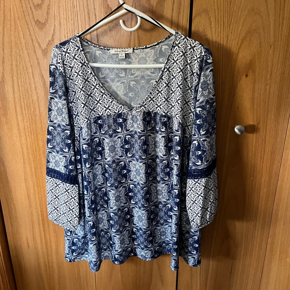 Blue & white casual top.  Great with jeans.